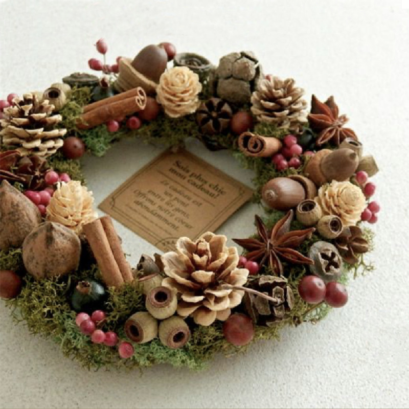 Handmade Natural Dried Moss Wreath DIY Floral Arrangement Ring Base For Christmas Home Wall Door Decoration Pastoral Style Flower Shop Supplies