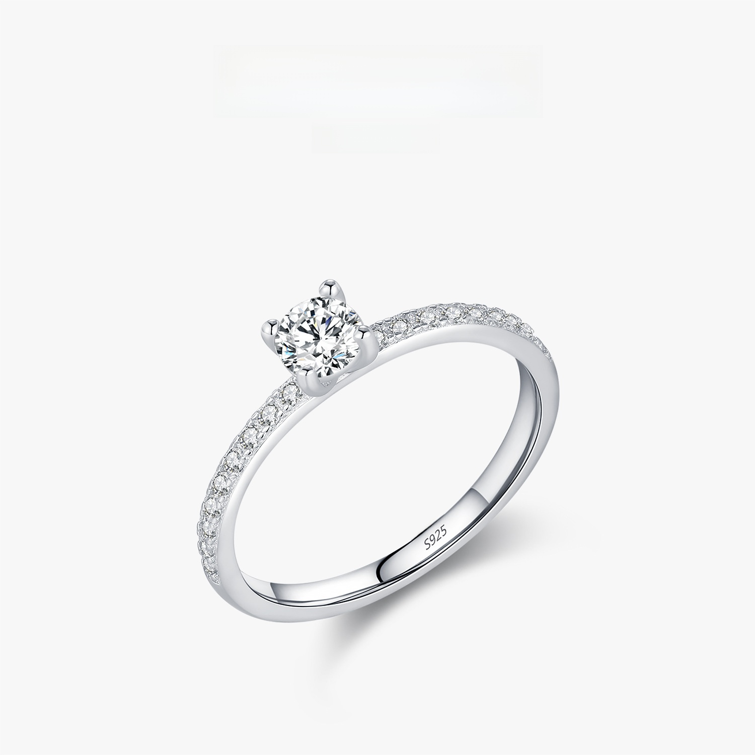 0.3ct D Color VVS1 Moissanite Ring For Women 925 Sterling Silver Round Brilliant Cut Classic Engagement Wedding Band Ring With Cubic Zirconia Accents Pave Setting Jewelry