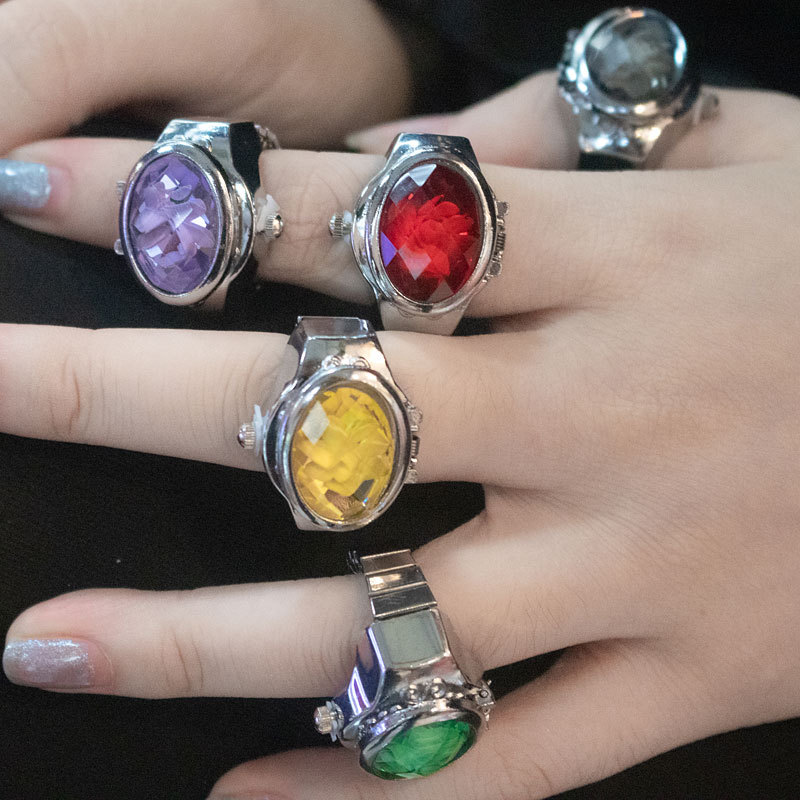 Vintage Women's Finger Ring Watch Flip Cover Oval Gemstone Dial Alloy Stainless Steel Elastic Band Quartz Watch For Daily Fashion Jewelry Accessories Gift