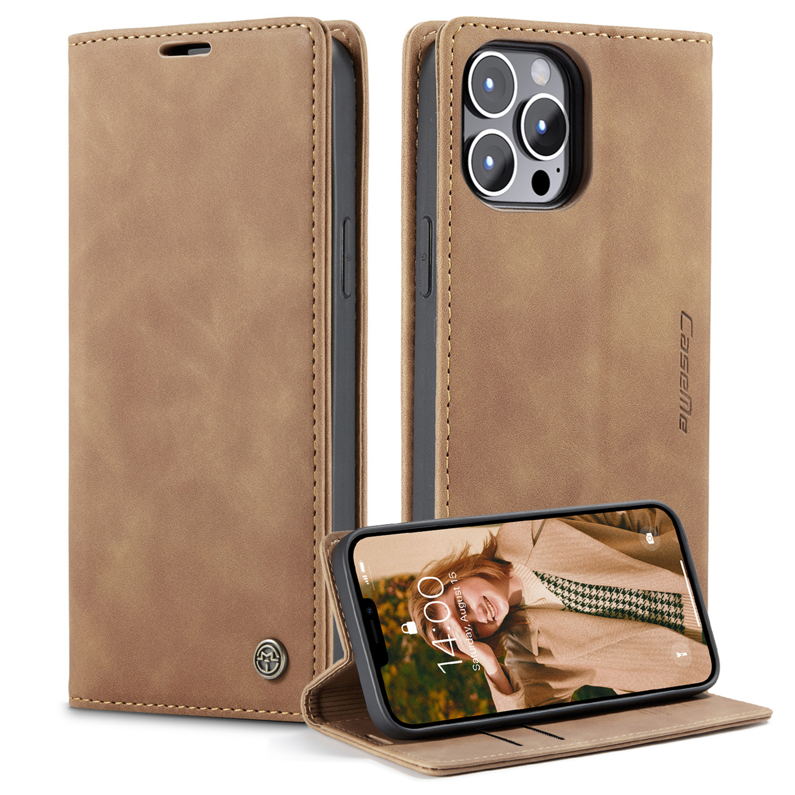 Luxury Retro PU Leather Flip Wallet Phone Case With Kickstand Magnetic Closure Card Slots Shockproof Protective Cover For iPhone Samsung Xiaomi