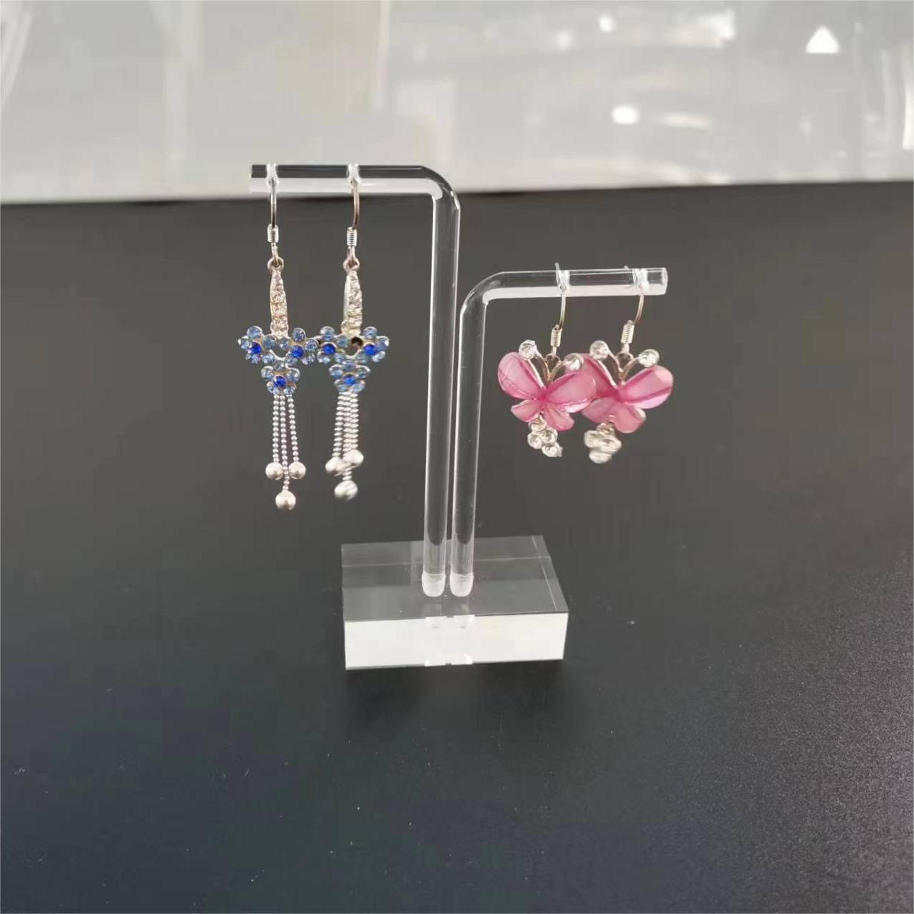 Clear Acrylic Earring Display Stand L-Shaped Jewelry Holder Rack For Earring Storage And Showcase Home Retail Shop