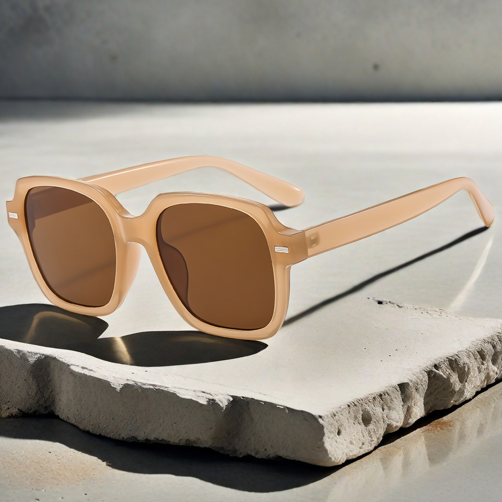 Wholesale Square Oversized Fashion Sunglasses with Vintage Metal Rivet - Everful