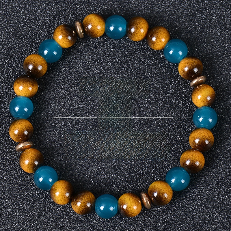 Natural Tiger Eye Obsidian Hematite Beaded Bracelet Elastic Healing Energy Stress Relief Jewelry For Women Men Unisex Anxiety Protection Gift
