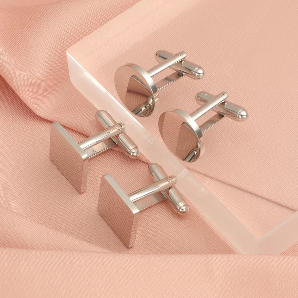 Classic Men's Metal Cufflinks Set Stainless Steel Alloy Round Square Geometric Polished Shirt Accessories For Business Wedding Banquet Formal Occasion Jewelry