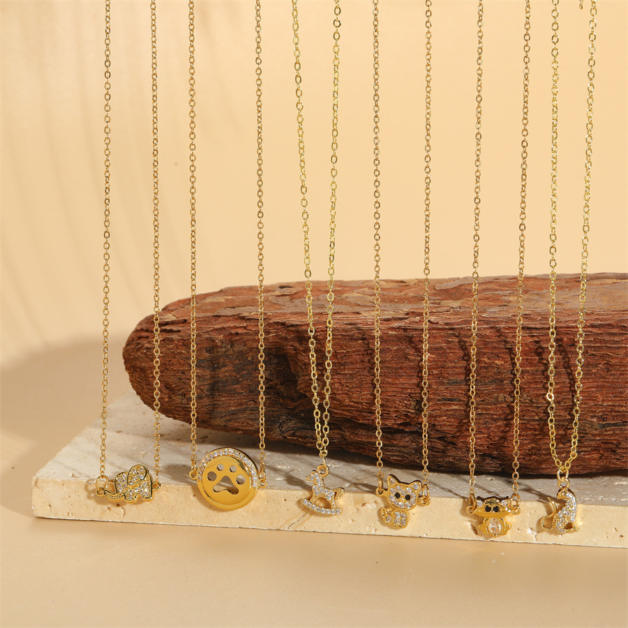Cute Animal Pendant Necklace Copper With Cubic Zirconia Dainty Jewelry For Women