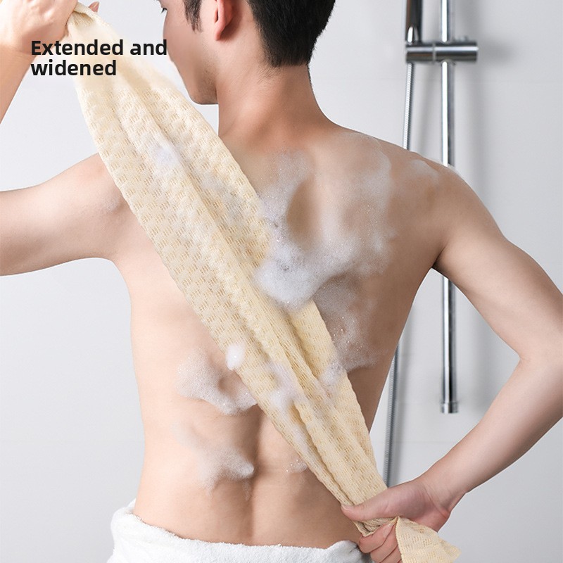 Extra Long Polyester Exfoliating Back Scrubber Towel 3D Weave Deep Cleaning Bath Strip For Body Shower Scrub For Men And Women White Blue Bathroom Accessories