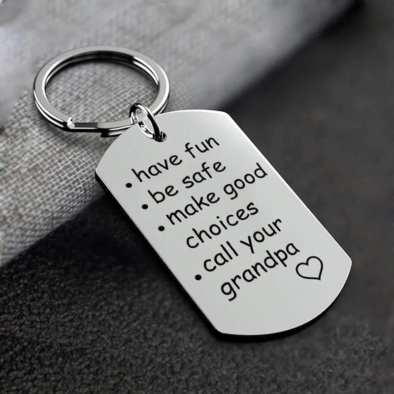 Stainless Steel Inspirational Keychain Have Fun Be Safe Make Good Choices Call Your Mom Dad Grandpa Key Ring Family Gift Safety Reminder Accessory