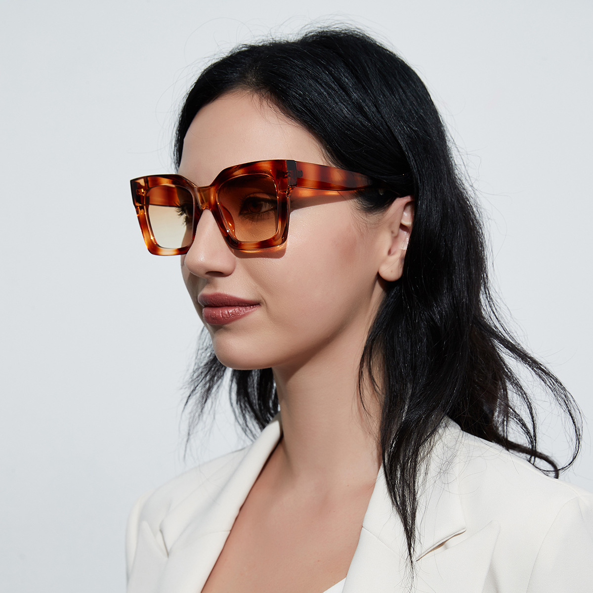 Wholesale Retro Square Large Frame Sunglasses UV400 For Men And Women - Everful