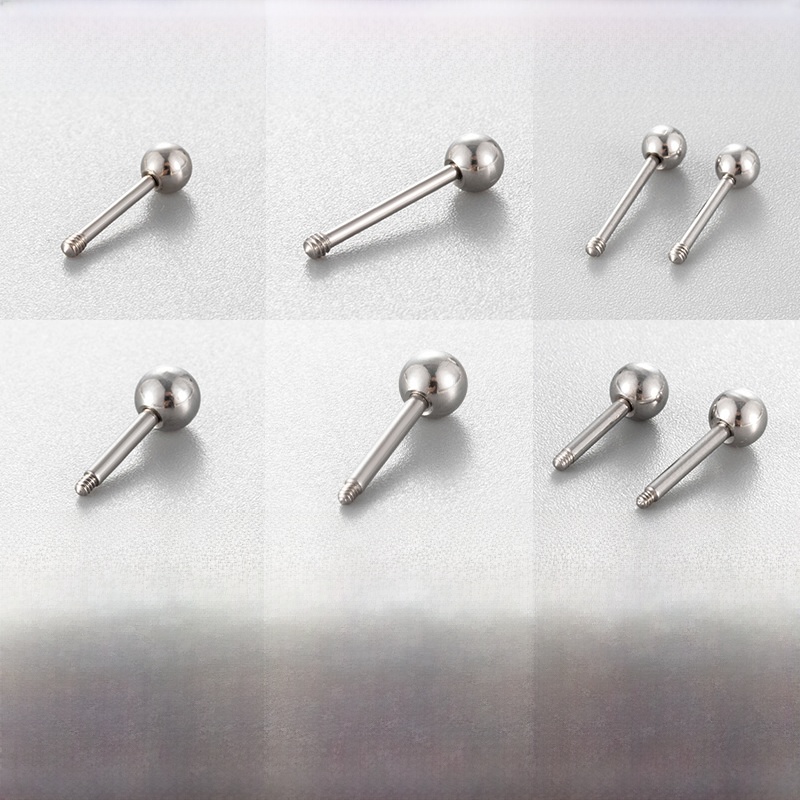 Titanium Steel Piercing Jewelry Conversion Bar Screw Thread Rod With Ball Head For Earring DIY Jewelry Making Findings Silver Body Piercing Accessories