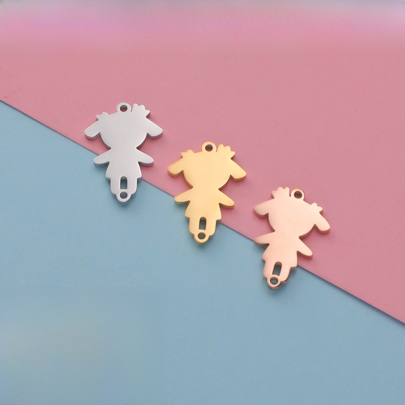 304 Stainless Steel Girl Silhouette Pendants 18K Gold Plated Mirror Polished Charms for DIY Necklace Bracelet Jewelry Making Supplies