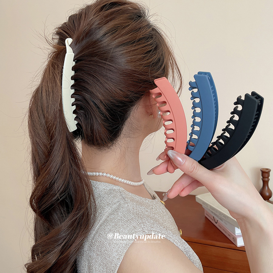 Large Banana Hair Clip Frosted Acrylic Nonslip Ponytail Holder For Women Girls Korean Minimalist Elegant Hair Claw Hair Accessories Durable Grip Stylish Hair Styling Tool Solid Color Hairpin