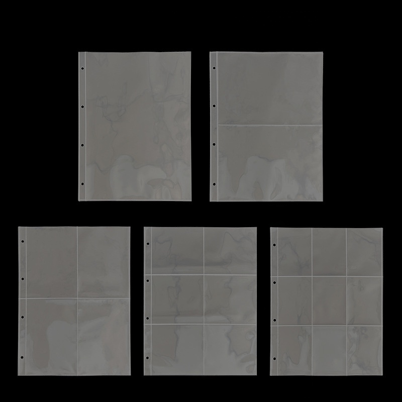 PP Plastic Transparent Frosted Holographic A4 A5 B5 A6 A7 Card Binder Refill Pages Multi-Pocket Photo Album Sleeves Binder Pockets For Card Collection Organization Students School Office Supplies