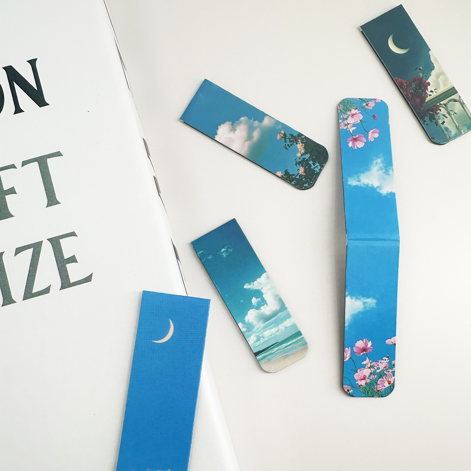 Magnetic Bookmarks Set Cloud Landscape Art Patterns Magnetic Page Clips For Reading School Office Students Stationery