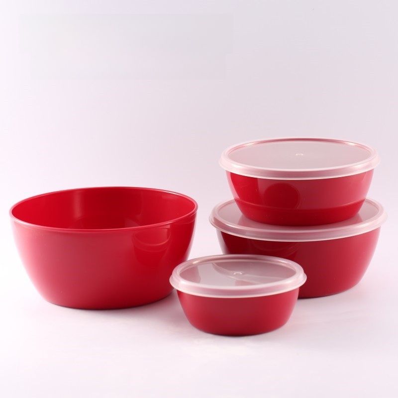 4Pcs Round Plastic Food Storage Bowl Set With Lids Portable BPA-Free PP Refrigerator Fresh-Keeping Container Bento Box For Kitchen Picnic Travel