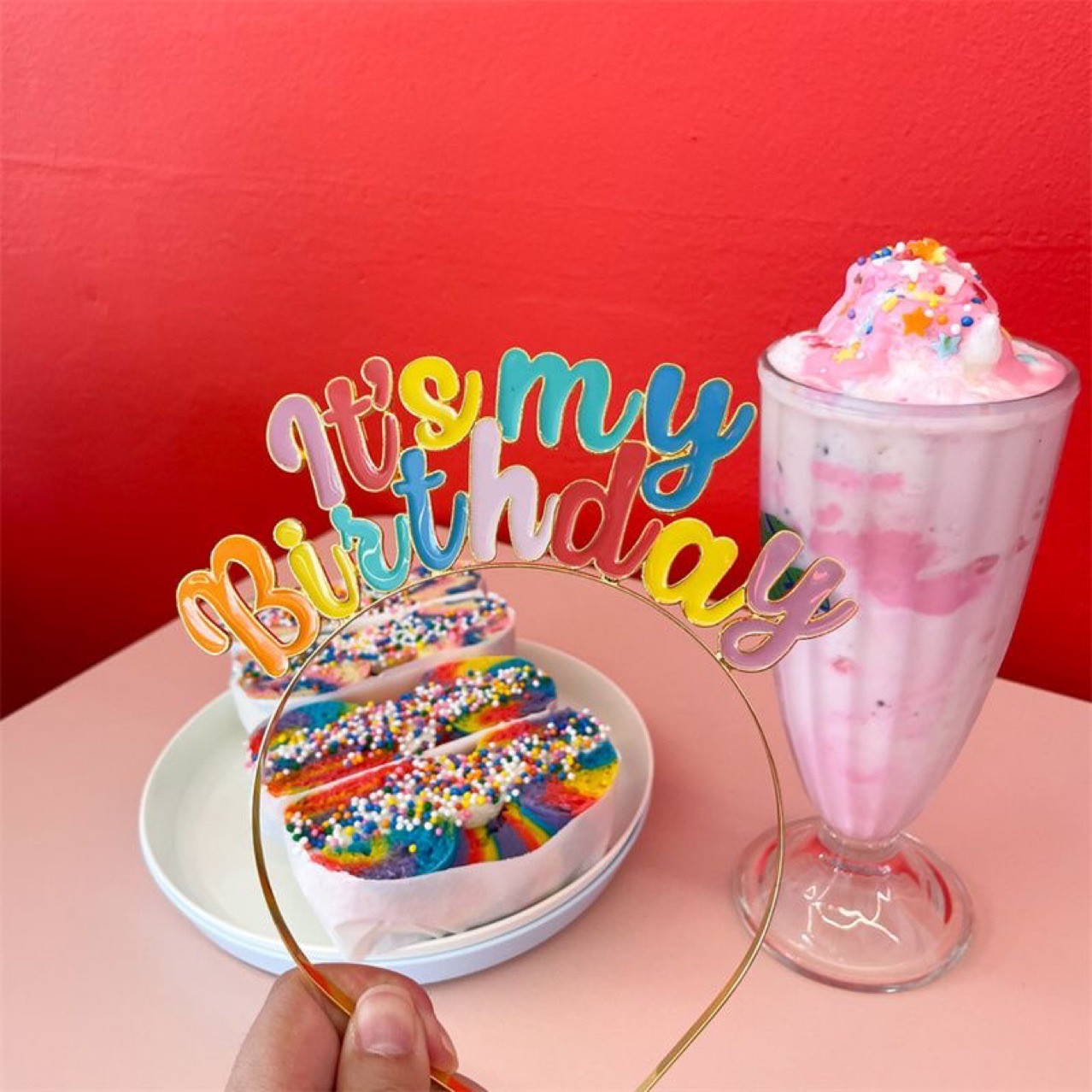 Rainbow Colorful Letter Birthday Headband Alloy Enamel Happy Birthday Birthday Girl It's My Birthday Party Hair Hoop Accessories For Girls Kids Women