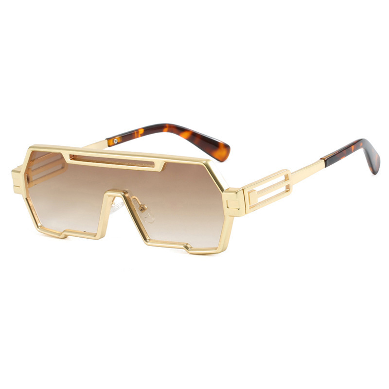 Future Punk Metal Sunglasses Geometric Large Frame UV400 Sun Glasses For Men Women Fashion Outdoor Travel Trendy Shield Eyewear