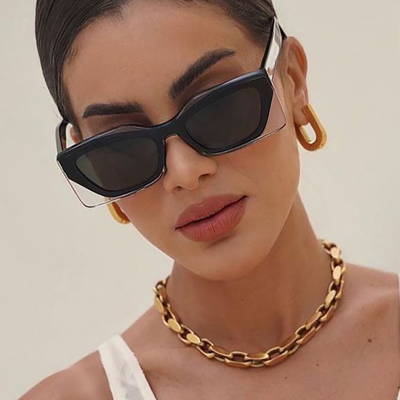 Wholesale Square Cat Eye Sunglasses With Color Block Frame For Women Men - Everful
