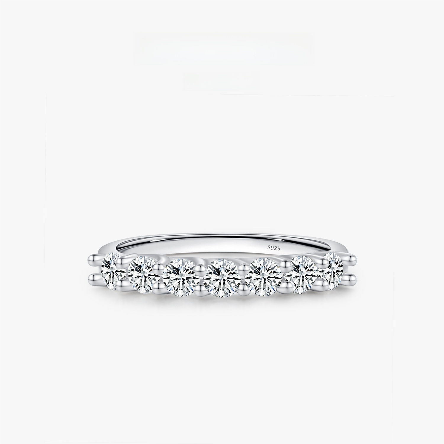 Moissanite Row Ring 925 Sterling Silver 0.7ct Eternity Band Seven Stones Round Cut Engagement Wedding Ring For Women Anniversary Fashion Jewelry