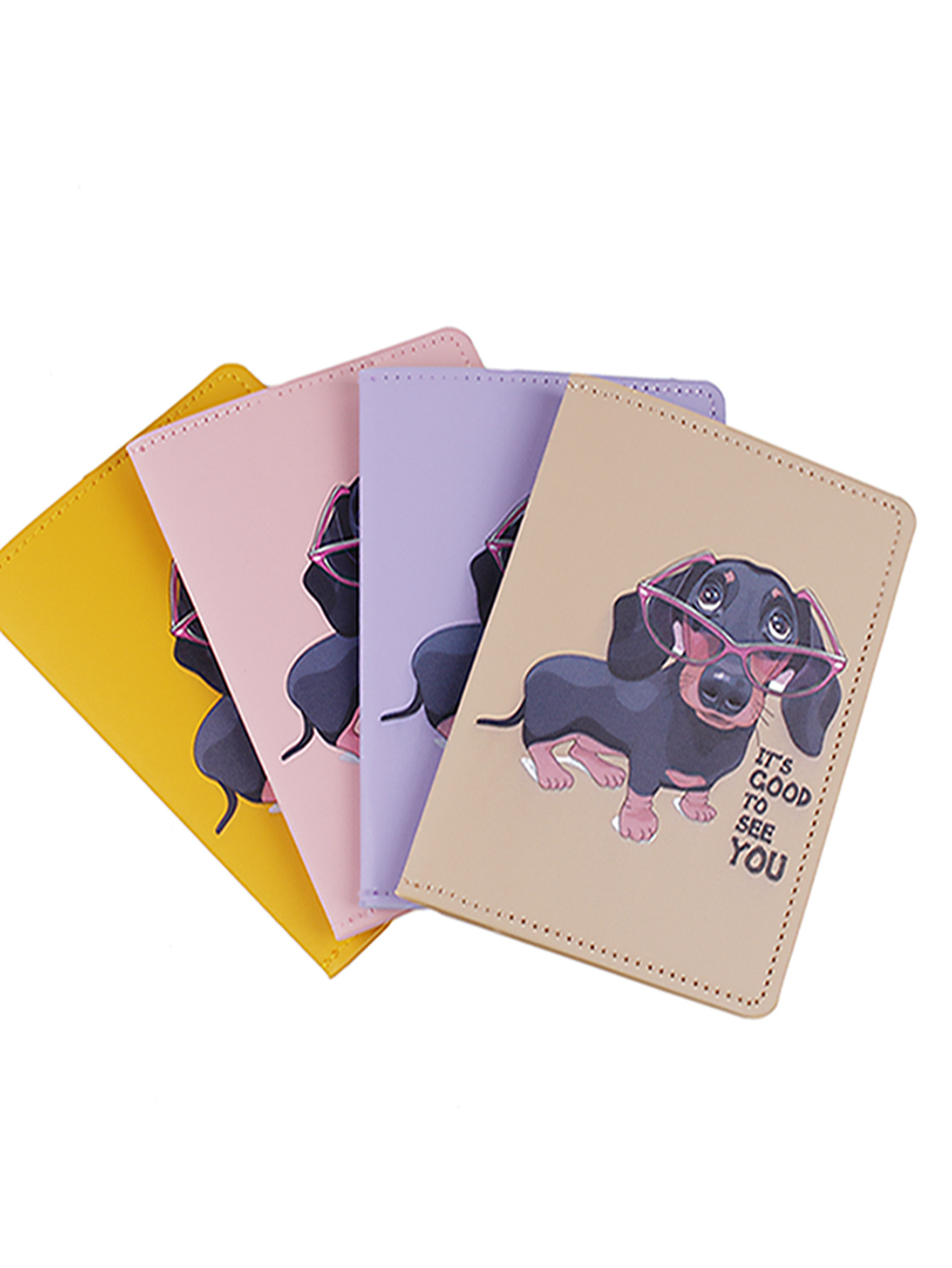 Cartoon Dachshund PU Leather Passport Holder Waterproof Slim Travel Document Organizer With Card Slots For Women Girls It's Good To See You Printed Passport Cover