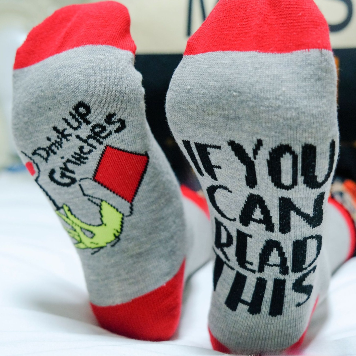 Funny Christmas Cotton Blend Lettering Socks If You Can Read This I'm Chillin With My Gnomies Casual Winter Crew Socks For Men Women Holiday Gift