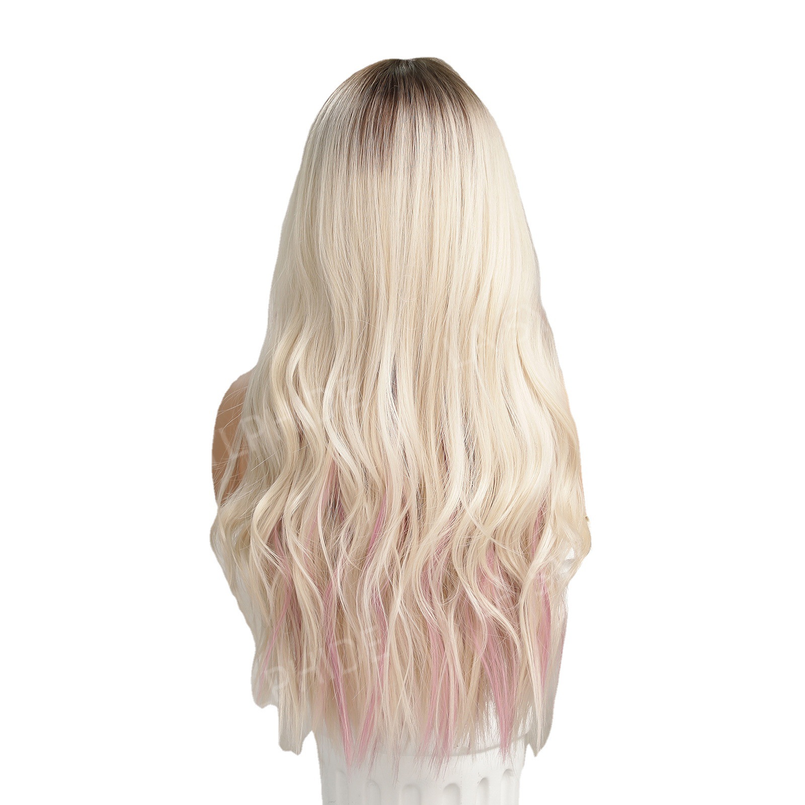 Long Curly Wave Synthetic Wig Heat Resistant Ombre Highlights Hair For Women Daily Party Cosplay Natural Looking Middle Part Wigs