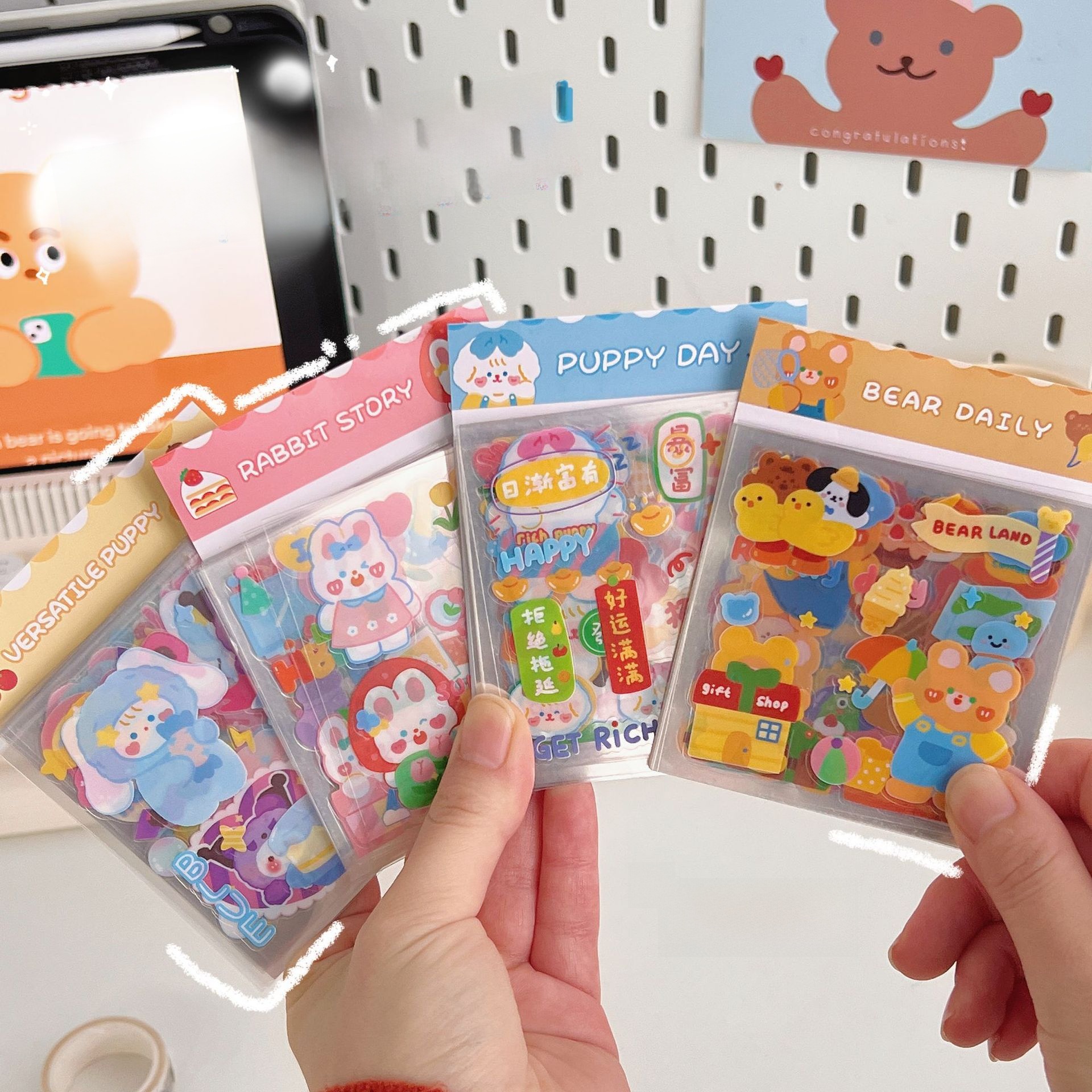 Cute Cartoon Waterproof DIY Sticker Pack Set Non-Repeating PVC Hand Account Scrapbooking Decorative Stickers For Journal Laptop Case Kids Girls