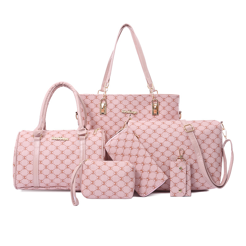 6-Piece Women's Bag Set Luxury PU Leather M Monogram Tote Boston Bag Crossbody Shoulder Bag Wallet Pouch For Daily Commute Fashion Women
