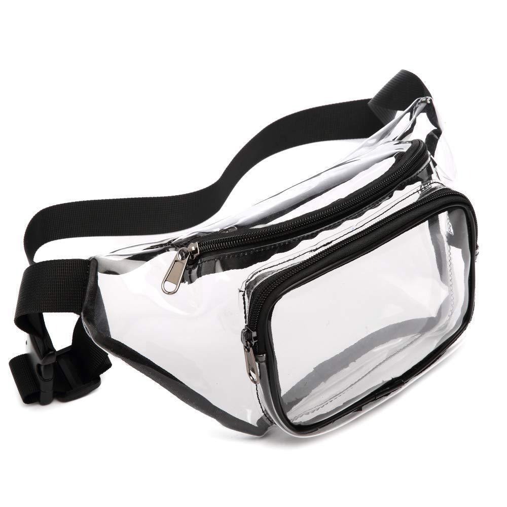 Waterproof Transparent PVC Waist Bag Fanny Pack With Adjustable Nylon Strap Clear Sports Running Bag For Men Women Outdoor Travel Stadium Approved