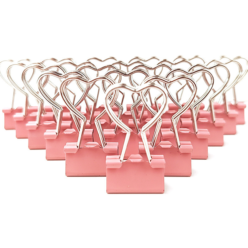 Heart Shaped Binder Clips Metal Hollow Out Paper Clips For Office School Document Organization Morandi Macaron Colors Stationery Decorative Metal Clamps