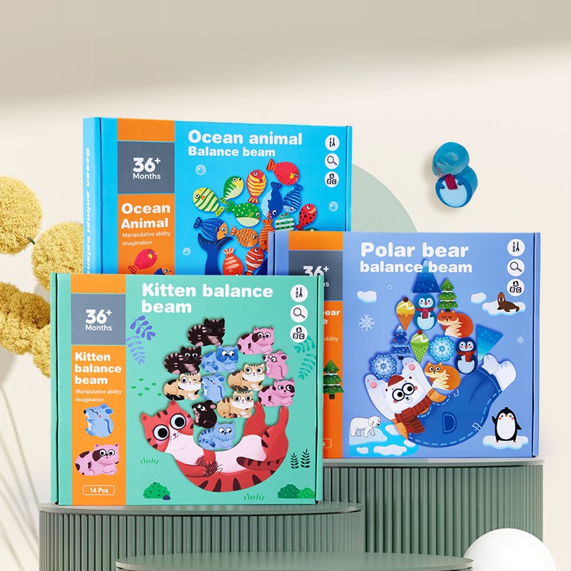Wooden Animal Balance Stacker Toy Educational Desktop Interactive Stacking Blocks Game For Toddlers Kids Imaginative Focus Training Learning Toy Gift