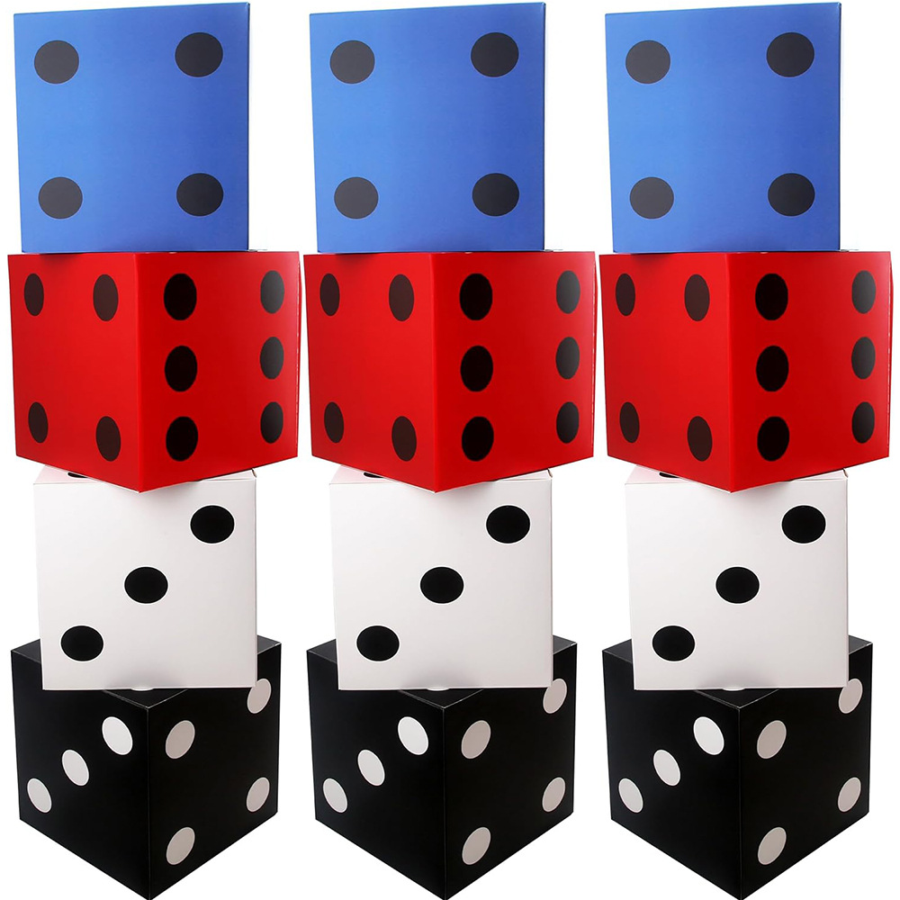 Large Paper Dice Gift Boxes Casino Theme Party Decorations Las Vegas Night Party Giant Dice Props Square Paper Boxes For Birthday Wedding Party Decorations