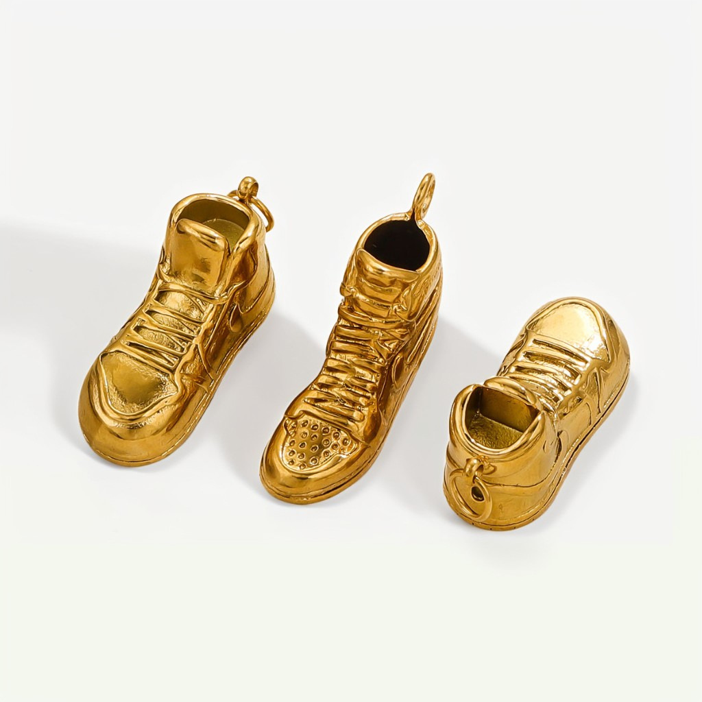 3D Sneaker Pendant Stainless Steel Vacuum Plated Mini High Top Shoe Charm For DIY Jewelry Making Keychain Bag Accessory