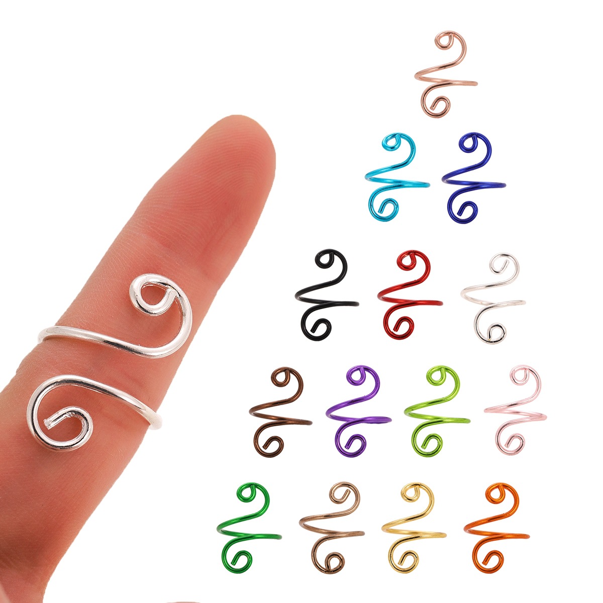 Adjustable Crochet Knitting Ring For Yarn Guide Finger Holder Tension Loop Metal Spiral Ring For Hand Knitting Crochet Crafting Women Jewelry Accessories