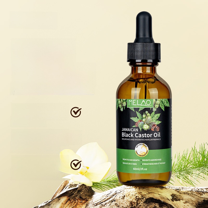 MELAO Jamaican Black Castor Oil For Hair Growth And Scalp Treatment Pure Natural Rosemary Biotin Hair Care Oil For Dry Damaged Hair Split Ends Prevention Men Women