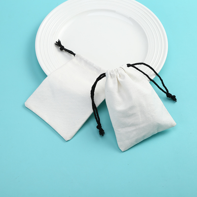 Cotton Drawstring Bags Simple Canvas Jewelry Pouches Small Gift Packaging Bags For Wedding Party Travel Storage Bags Universal Minimalist Small Items Organizer