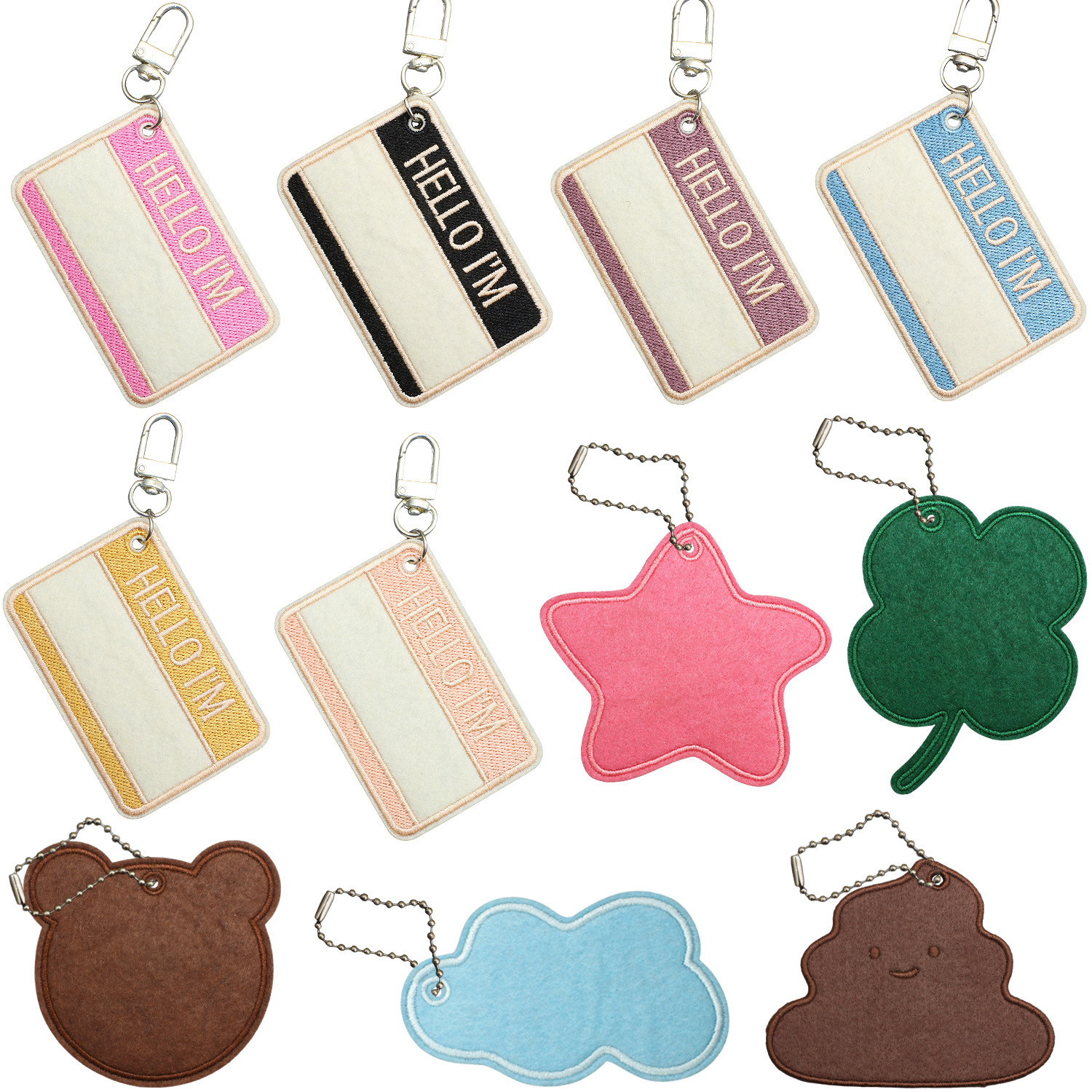 DIY Embroidered Felt Bag Charms Cute Bear Star Cloud Shape Name Tag Luggage Identification Label For Backpack Suitcase Handbag Hanging Decorations