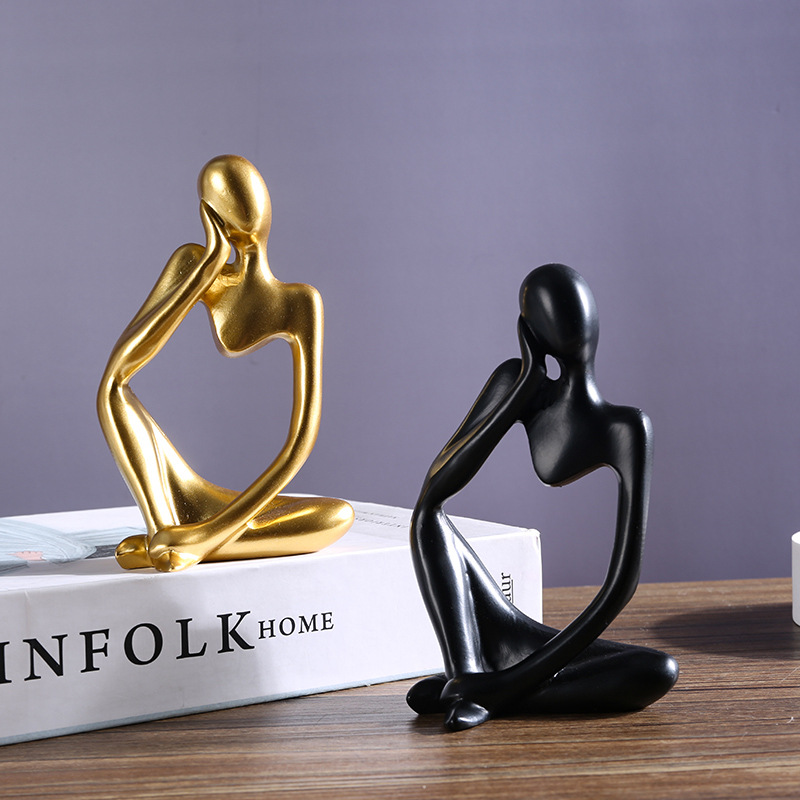 Nordic Abstract Thinker Sculpture Resin Modern Minimalist Figure Statue For Home Office Desk Decor Creative Gift Resin Ornaments Set