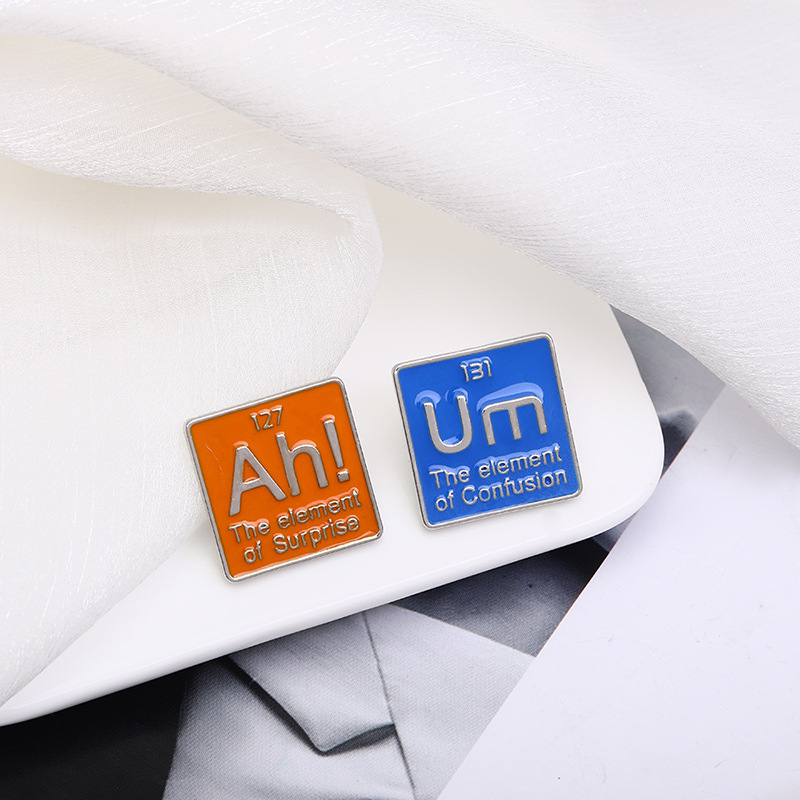 Periodic Table Enamel Pin Brooch Creative Funny Element Surprise Confusion Alloy Badge For Backpack Clothes Decor Gift For Student Science Lovers Unisex