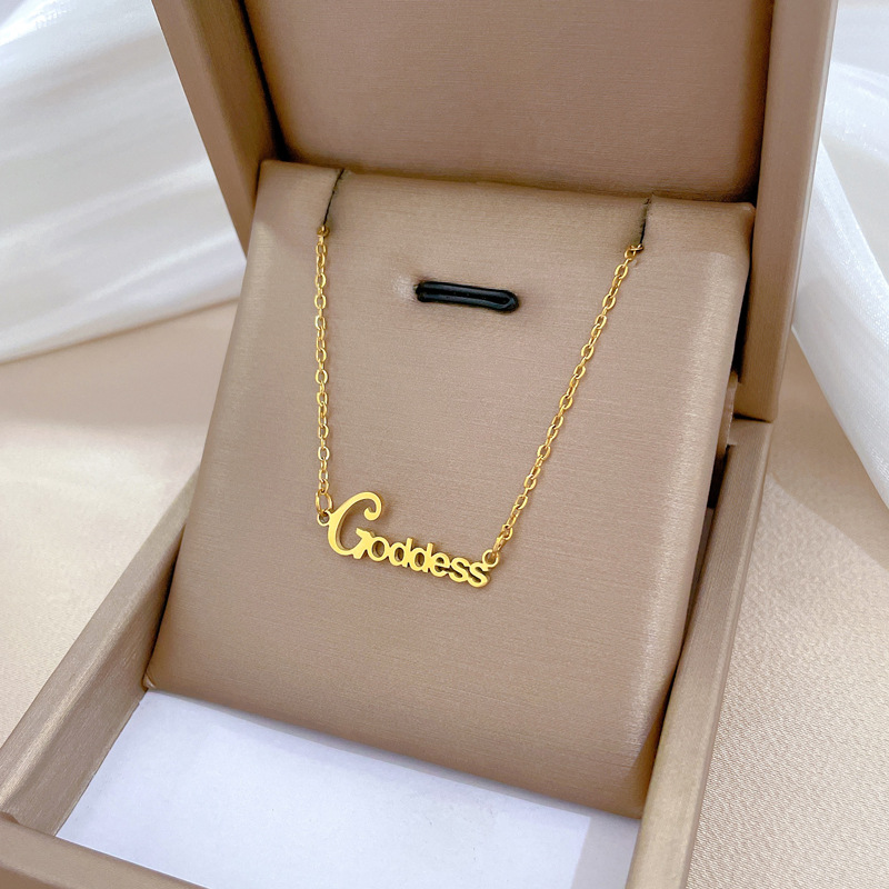 Goddess Letter Pendant Necklace Titanium Steel Minimalist Fashion Clavicle Chain For Women