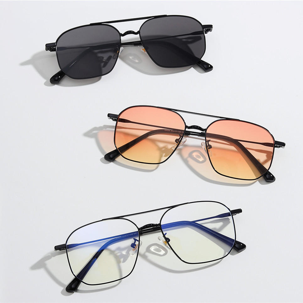 Wholesale Retro Double Bridge Metal Frame Aviator Sunglasses UV400 - Everful