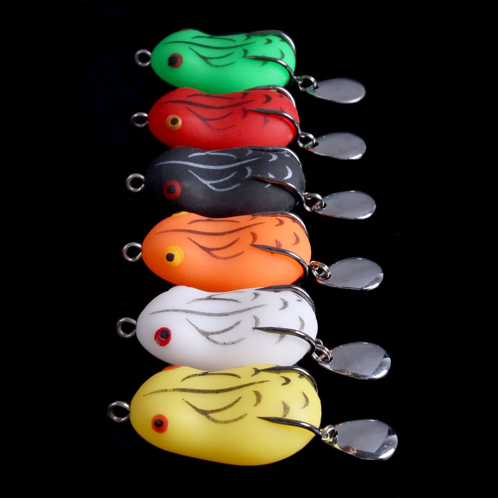 Frog Fishing Lures Soft Plastic Rubber Bionic Frog Bait With Double Hooks And Rotating Sequins For Freshwater Snakehead Bass Fishing Professional Lure Gear For Anglers