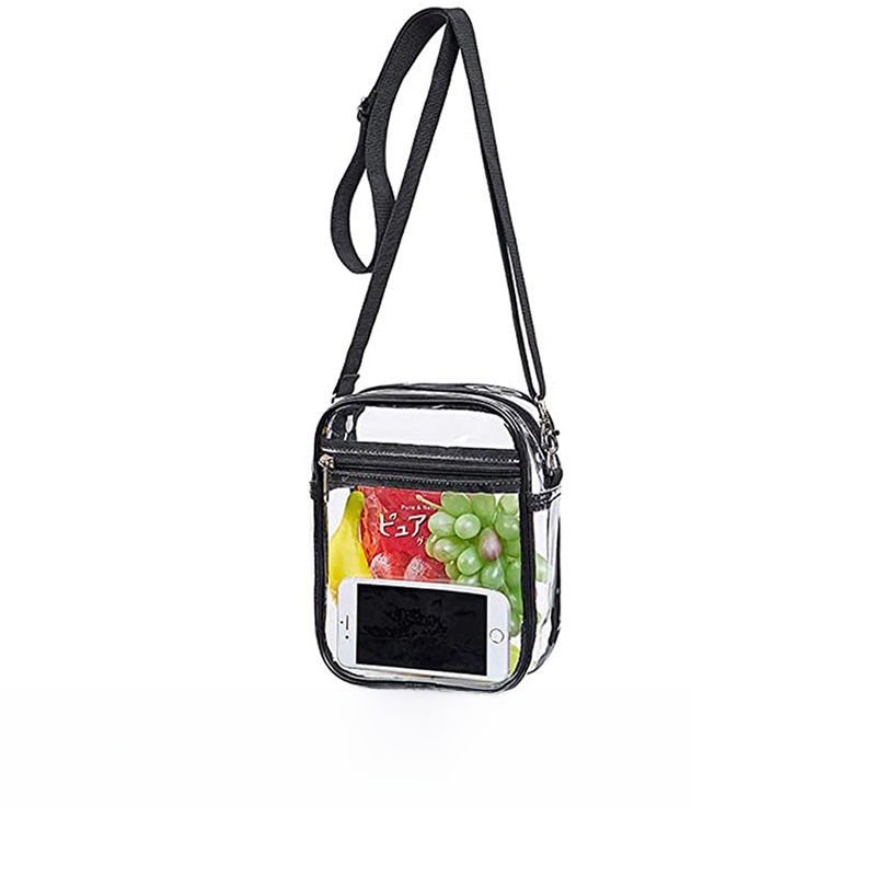 Clear Transparent PVC Crossbody Bag Waterproof Stadium Approved Shoulder Bag With Adjustable Strap For Women Travel Daily Use Square Jelly Bag