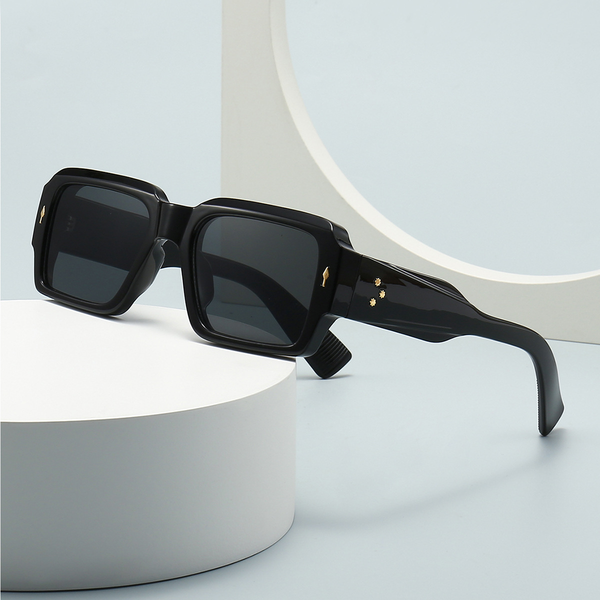 Wholesale Retro Square PC Sunglasses with Metal Star Rivet - Everful