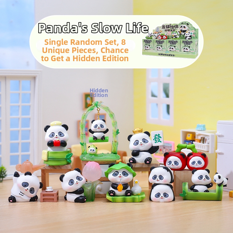 Cute Panda Bear Mystery Blind Box Action Figure Resin Figurine Animal Desktop Decoration Toy Ornament For Kids Adults Home Decor Gift