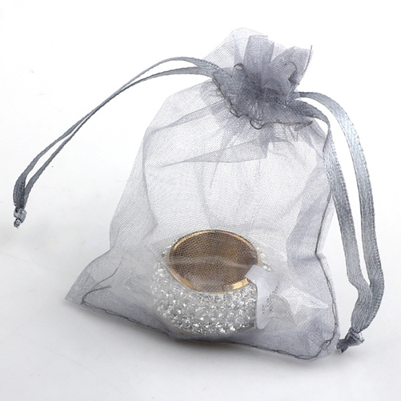 Multicolored Organza Drawstring Jewelry Pouches Sheer Mesh Gift Bags Bronzing Chiffon Packaging Bags For Wedding Party Jewelry Storage Display Small Item Wraps
