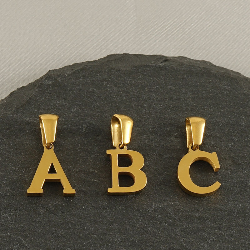Fashion 18k Gold Plated Stainless Steel Letter Alphabet Pendant Necklace Minimalist Personalized Initials A-E Choker For Women Daily Jewelry Gift