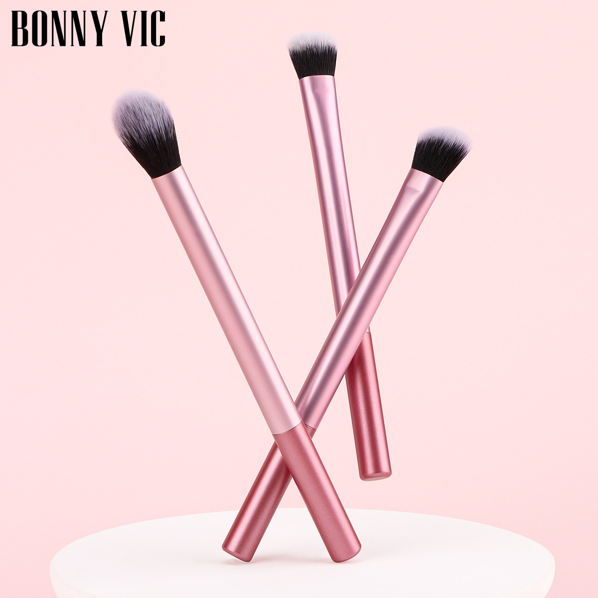 3Pcs Makeup Brush Set Synthetic Fiber Bristles ABS Metal Handle Eyeshadow Powder Contouring Brushes For Daily Makeup Beauty Routine Professional Tools