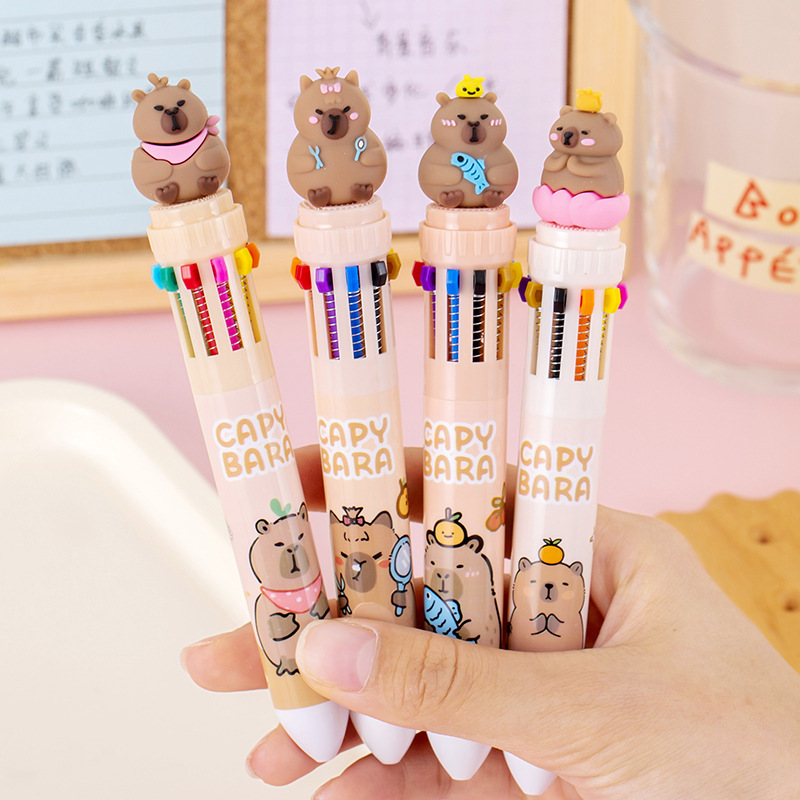 Creative Super Cute Capybara Animal Modeling Ten Color Ballpoint Pen Student 61 Final Prize Gift Gift