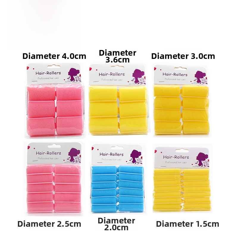 Self Grip Hair Rollers Set Heatless Sponge Nylon Hair Curlers For Bangs Long Short Hair Styling Tools DIY Professional Salon Home Hair Styling Accessories Random Color
