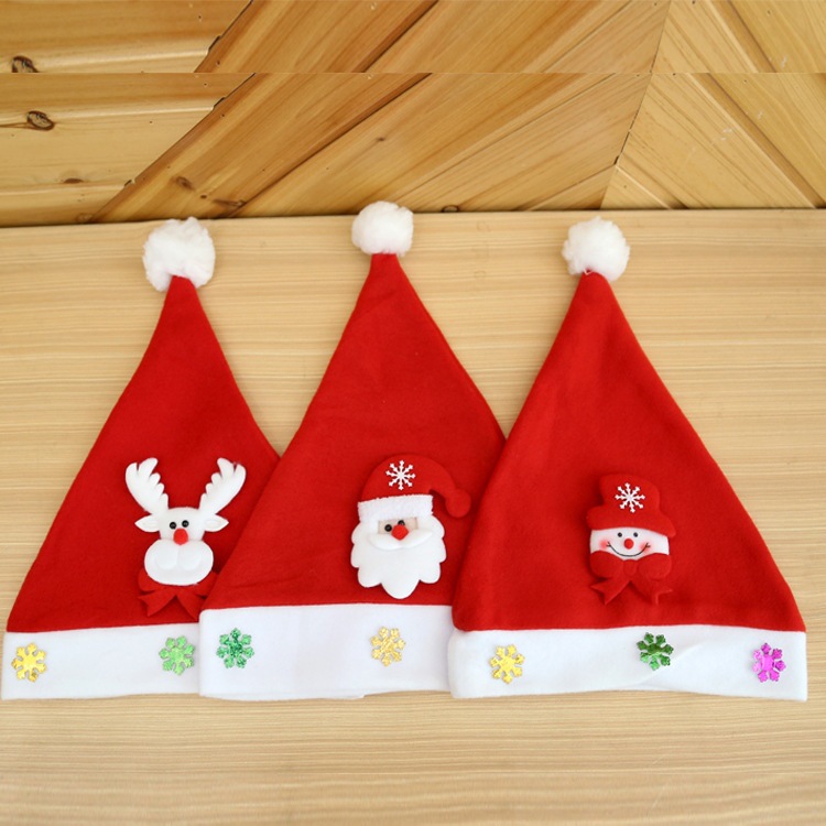 Hot-selling Christmas Red Hat Fleece Cartoon Hat Children's Red Regular Christmas Hat